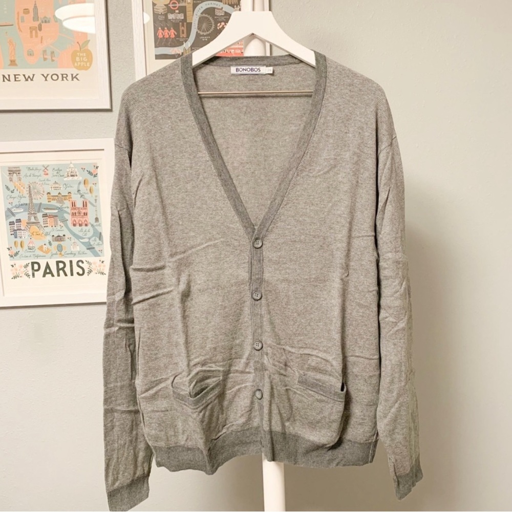Bonobos Stripe Gray Light-Weight Cardigan:  B010